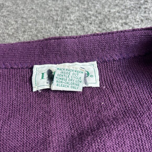 Vintage IZOD‎ Sweater Mens Medium Purple Button Cardigan Crest Logo USA 80s - Picture 6 of 9